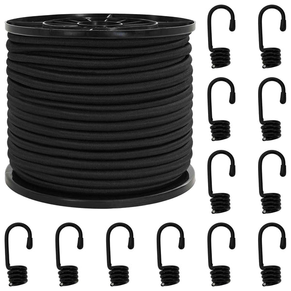 Bungee Kuminauhat Koukkuilla 8 mm Musta PP ja kumi