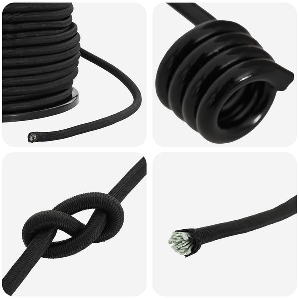 Bungee Kuminauhat Koukkuilla 8 mm Musta PP ja kumi