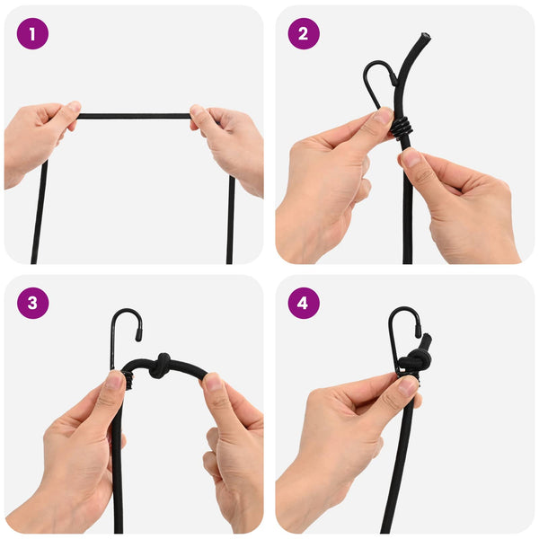 Bungee Kuminauhat Koukkuilla 8 mm Musta PP ja kumi