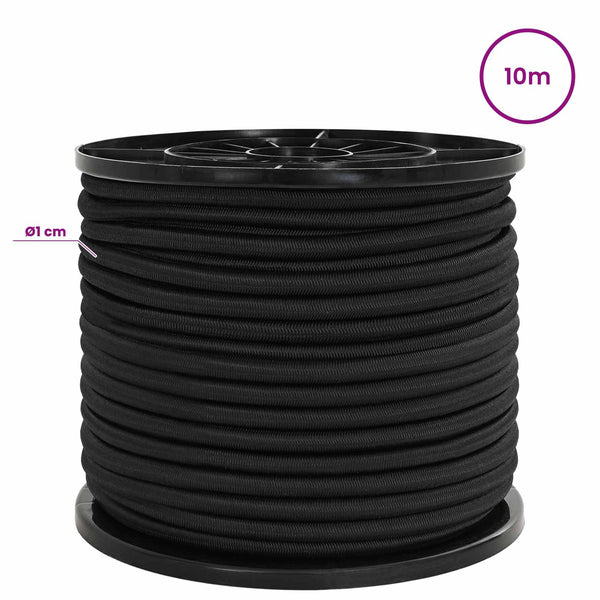 Bungee Kuminauhat Koukkuilla 10 mm Musta PP ja kumi