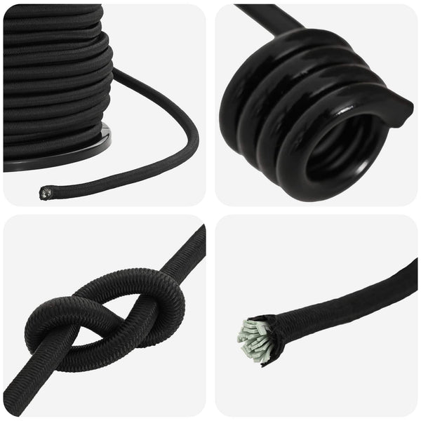 Bungee Kuminauhat Koukkuilla 10 mm Musta PP ja kumi