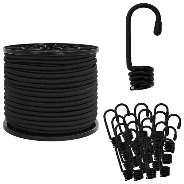 Bungee Kuminauhat Koukkuilla 10 mm Musta PP ja kumi