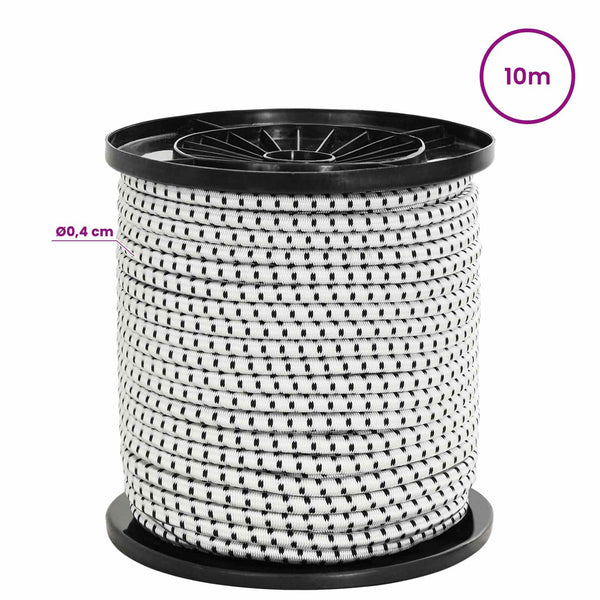 Bungee Kuminauhat Koukkuilla 4 mm Musta ja Valkoinen PP ja kumi