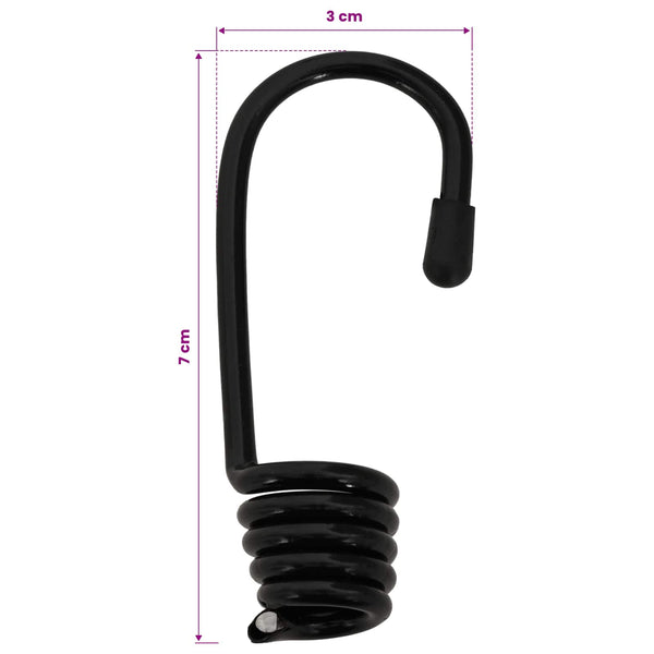 Bungee Kuminauhat Koukkuilla 4 mm Musta ja Valkoinen PP ja kumi