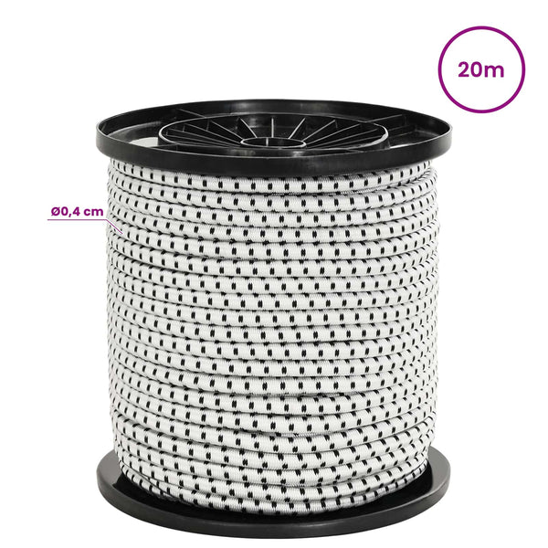 Bungee Kuminauhat Koukkuilla 4 mm Musta ja Valkoinen PP ja kumi