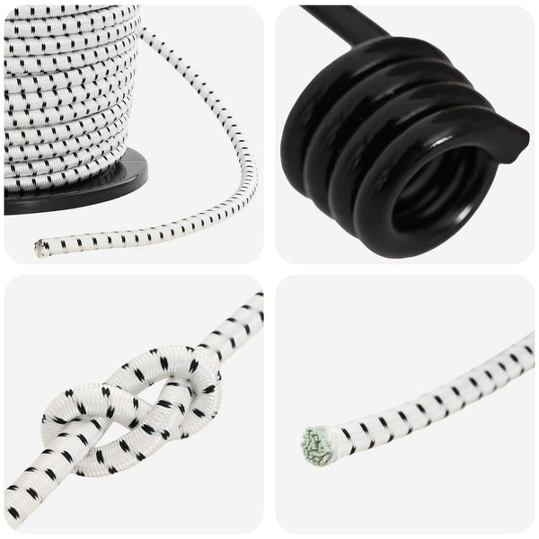 Bungee Kuminauhat Koukkuilla 8 mm Musta ja Valkoinen PP ja kumi