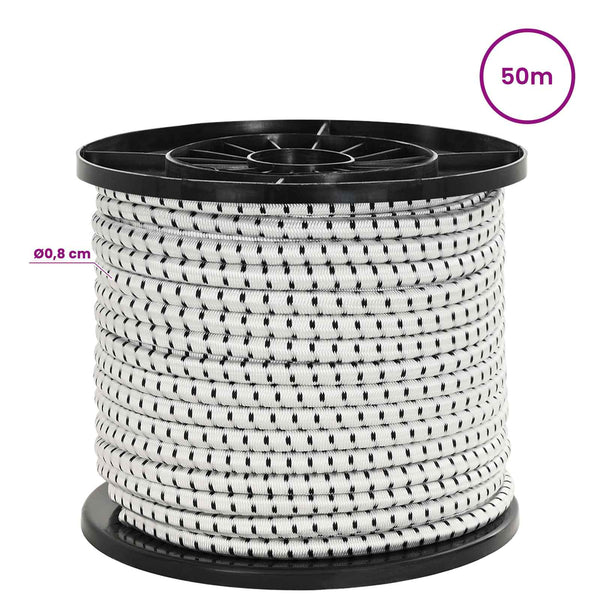 Bungee Kuminauhat Koukkuilla 8 mm Musta ja Valkoinen PP ja kumi
