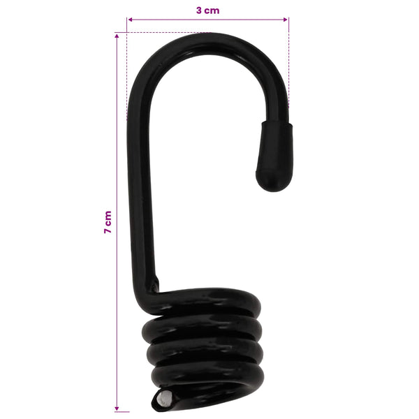 Bungee Kuminauhat Koukkuilla 8 mm Musta ja Valkoinen PP ja kumi