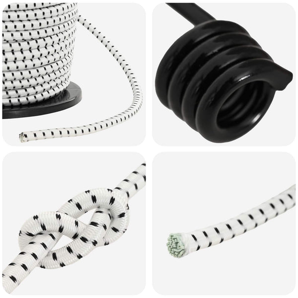 Bungee Kuminauhat Koukkuilla 10 mm 50 m Musta ja Valkoinen