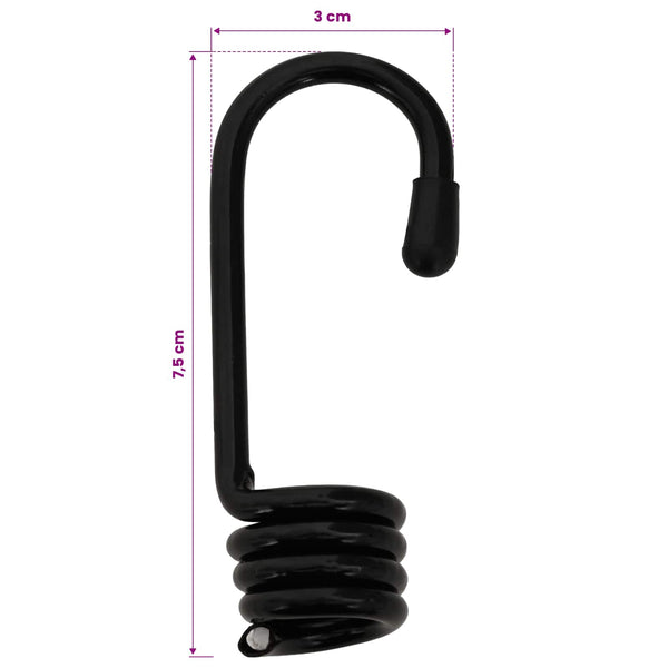 Bungee Kuminauhat Koukkuilla 10 mm 50 m Musta ja Valkoinen