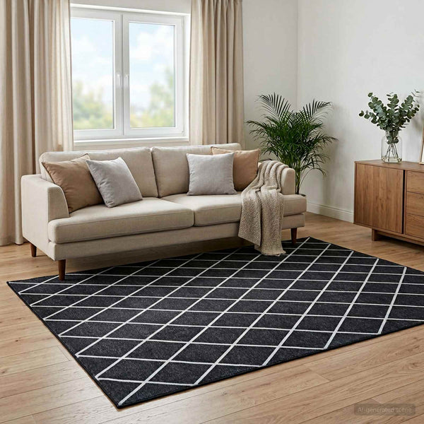 Matto ORIZ Musta timanttikuosi 160 x 230 cm 100% polyesteri