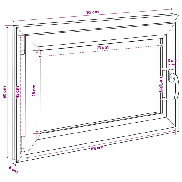 Kellari-ikkuna RISOR 95 x 50 cm PVC ja kirkas tavallinen lasi
