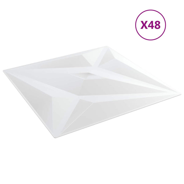 Seinäpaneelit 12 kpl 50 x 50 cm Valkoinen tähti XPS Vaahdon