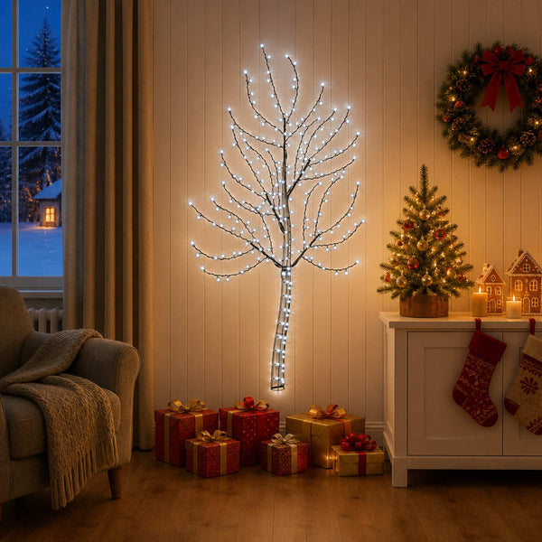Seinälle asennettava LED-joulukuusi 150 cm 140 LEDiä