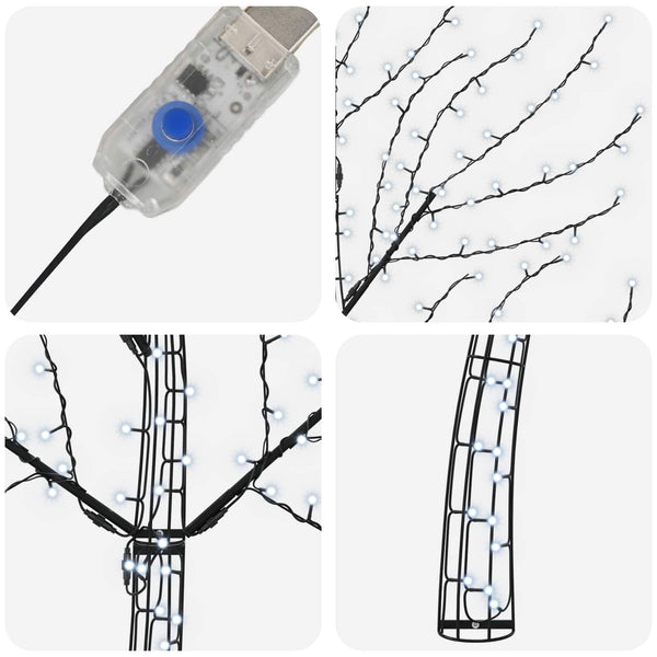 Seinälle asennettava LED-joulukuusi 150 cm 140 LEDiä