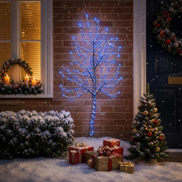Seinälle asennettava LED-joulukuusi 150 cm 140 LEDiä Sininen