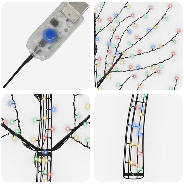Seinälle asennettava LED-joulukuusi 150 cm 140 LEDiä