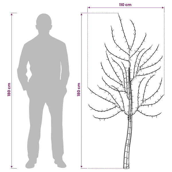 Seinälle asennettava LED-joulukuusi 180 cm 200 LEDiä