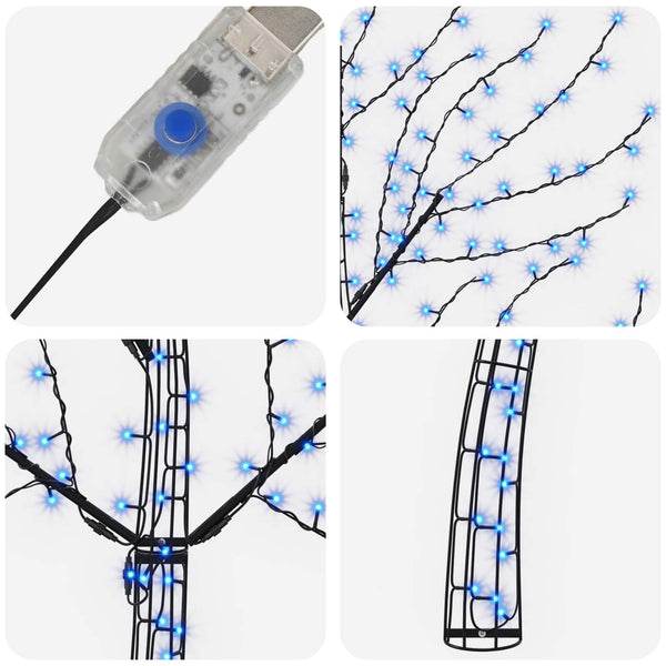 Seinälle asennettava LED-joulukuusi 180 cm 200 LEDiä Sininen