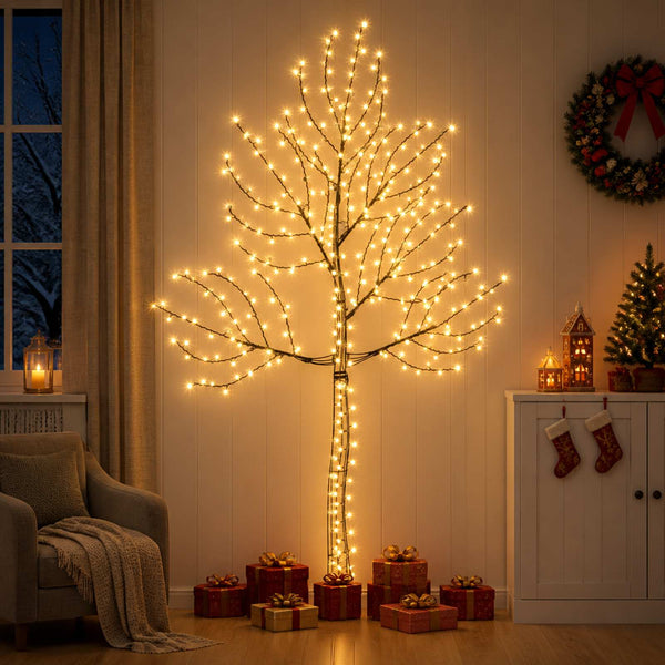Seinälle asennettava LED-joulukuusi 210 cm 312 LEDiä