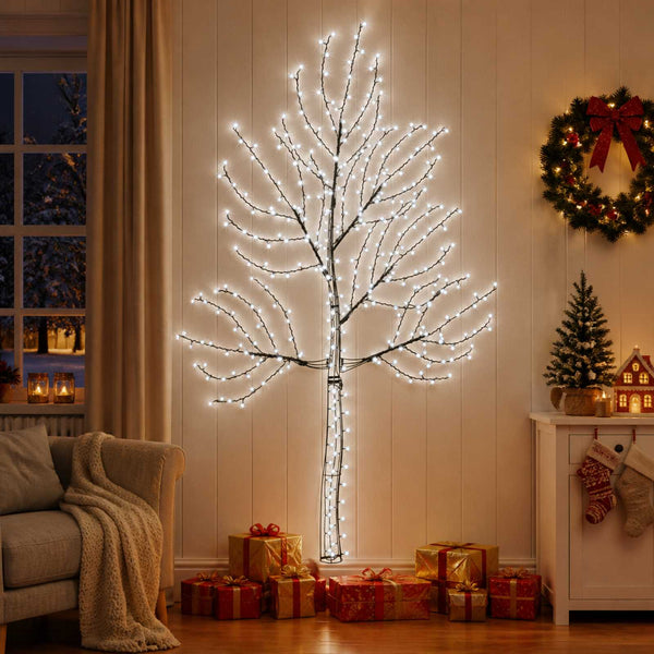 Seinälle asennettava LED-joulukuusi 210 cm 312 LEDiä