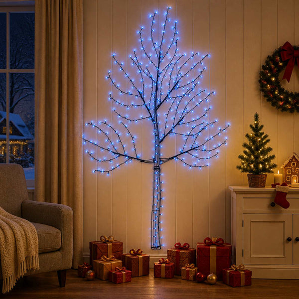 Seinälle asennettava LED-joulukuusi 210 cm 312 LEDiä Sininen