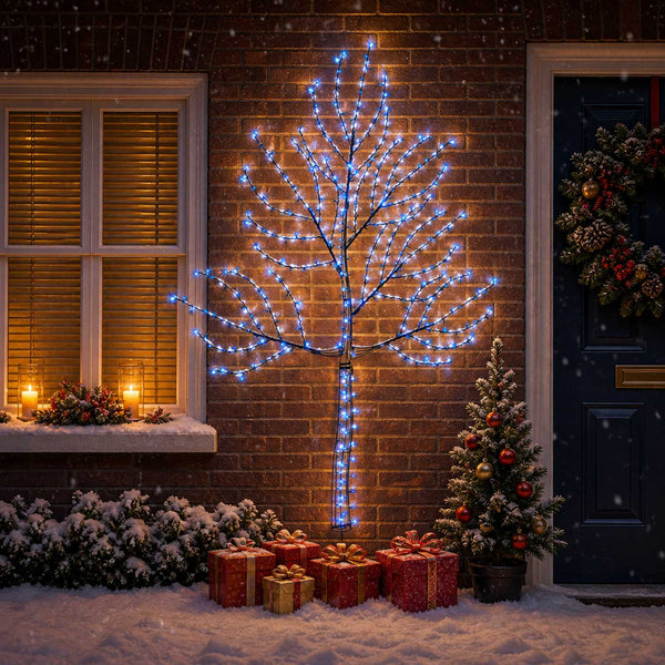 Seinälle asennettava LED-joulukuusi 210 cm 312 LEDiä Sininen