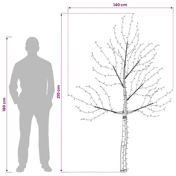 Seinälle asennettava LED-joulukuusi 210 cm 312 LEDiä Sininen