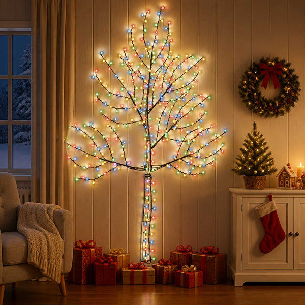Seinälle asennettava LED-joulukuusi 210 cm 312 LEDiä