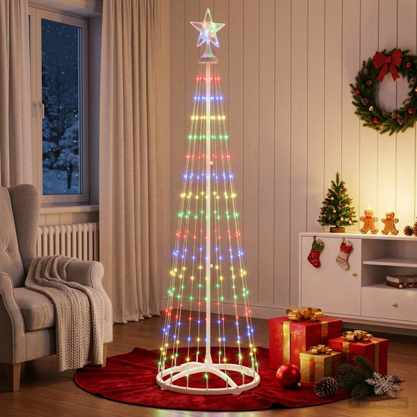 Kartiomainen LED-joulukuusi 180 cm 250 LEDiä Monivärinen Teräs