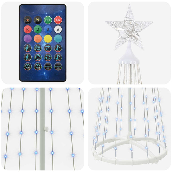 Kartiomainen LED-joulukuusi 180 cm 250 LEDiä RGB Teräs