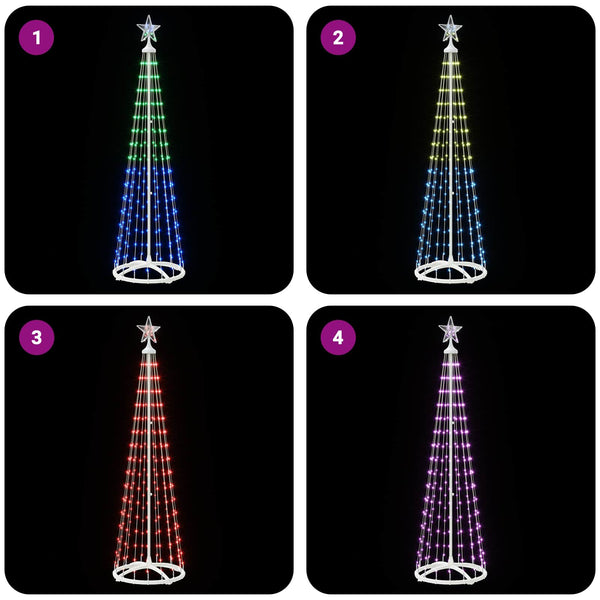 Kartiomainen LED-joulukuusi 180 cm 250 LEDiä RGB Teräs