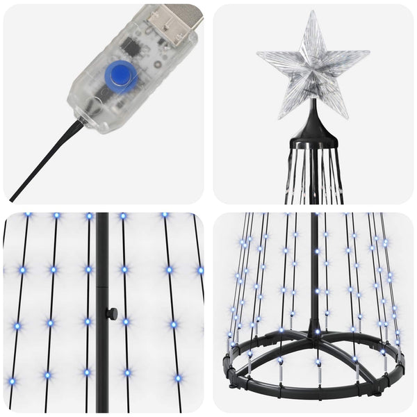 Kartiomainen LED-joulukuusi 180 cm 250 LEDiä Sininen Teräs
