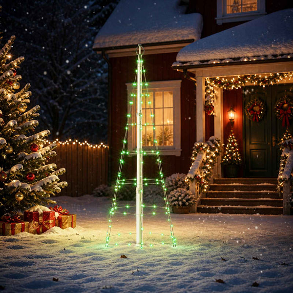 LED-joulupuu 180 cm 168 LEDiä Monivärinen rauta Musta