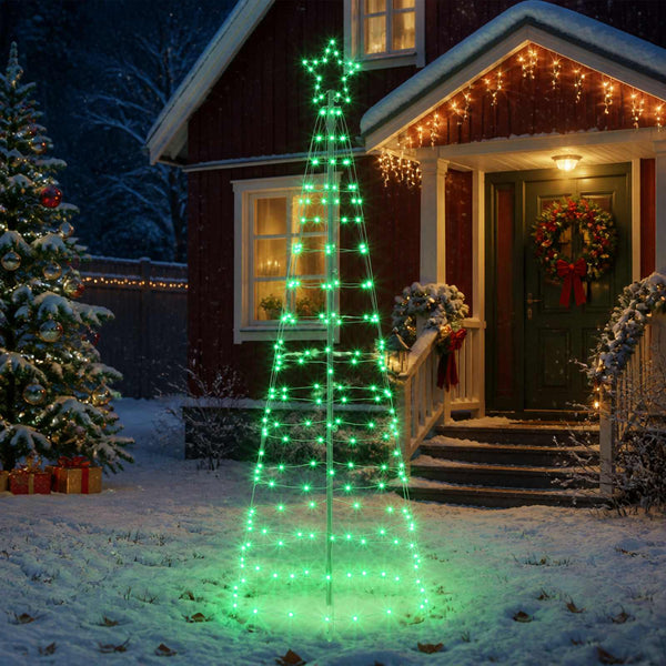LED-joulupuu 180 cm 168 LEDiä Monivärinen Teräs Musta
