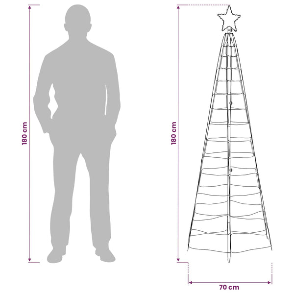 LED-joulupuu 180 cm 168 LEDiä Monivärinen Teräs Musta