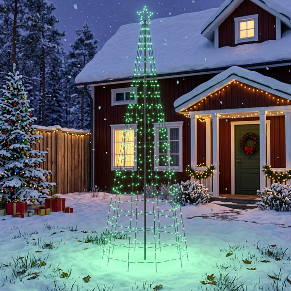 LED-joulupuu 300 cm 390 LEDiä Monivärinen Teräs Musta