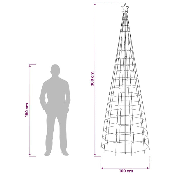 LED-joulupuu 300 cm 390 LEDiä Monivärinen Teräs Musta