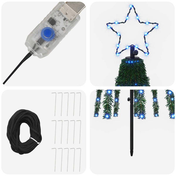 LED-joulupuu 180 cm 255 LEDiä Sininen Teräs Musta
