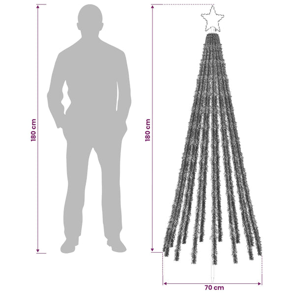 LED-joulupuu 180 cm 255 LEDiä Sininen Teräs Musta