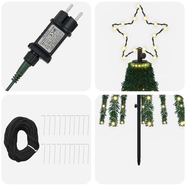 LED-joulupuu 250 cm 475 LEDiä Lämpimän Valkoinen Teräs Musta