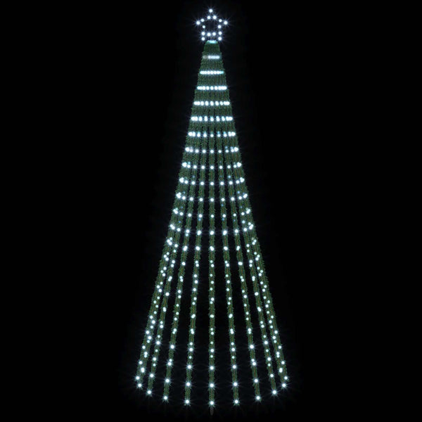 LED-joulupuu 250 cm 475 LEDiä Kylmä valkoinen Teräs Musta