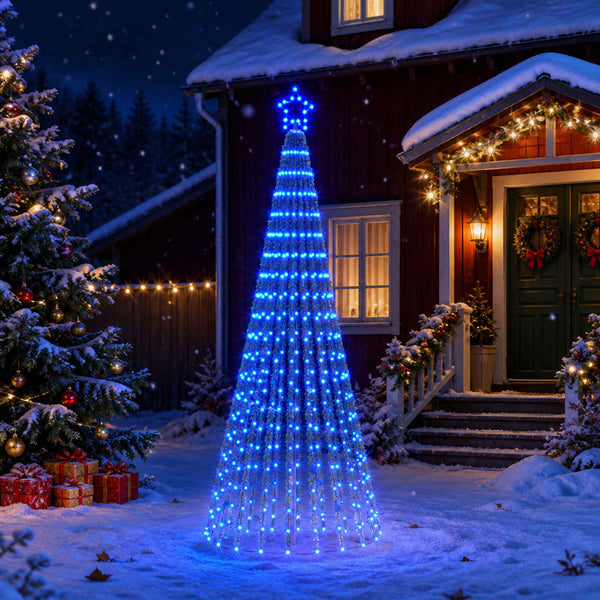 LED-joulupuu 250 cm 475 LEDiä Sininen Teräs Musta