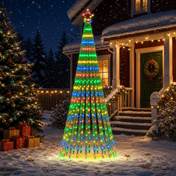 LED-joulupuu 250 cm 475 LEDiä Monivärinen Teräs Musta