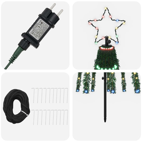 LED-joulupuu 250 cm 475 LEDiä Monivärinen Teräs Musta
