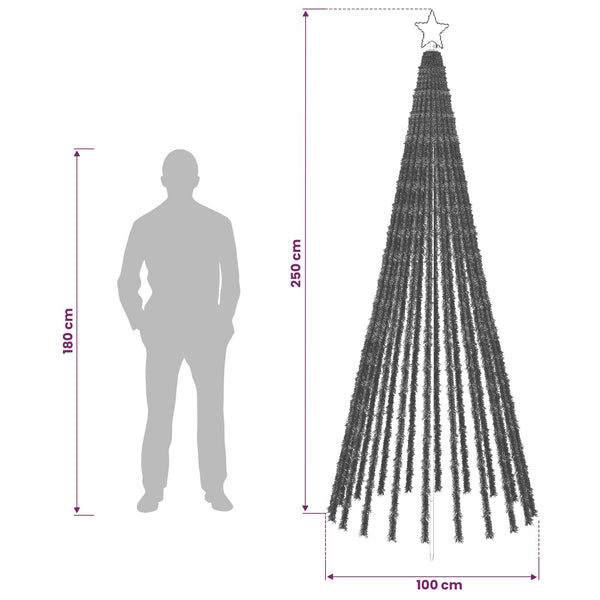 LED-joulupuu 250 cm 475 LEDiä Monivärinen Teräs Musta
