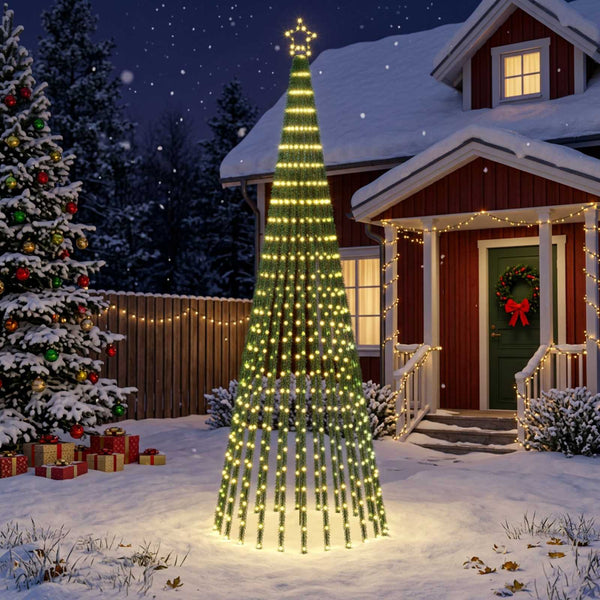 LED-joulupuu 300 cm 668 LEDiä Lämpimän Valkoinen Teräs Musta