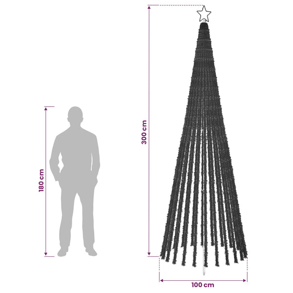 LED-joulupuu 300 cm 668 LEDiä Lämpimän Valkoinen Teräs Musta