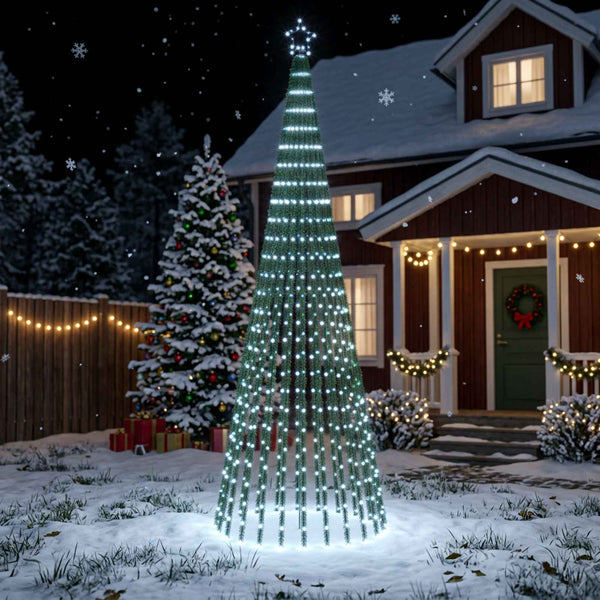 LED-joulupuu 300 cm 668 LEDiä Kylmä valkoinen Teräs Musta