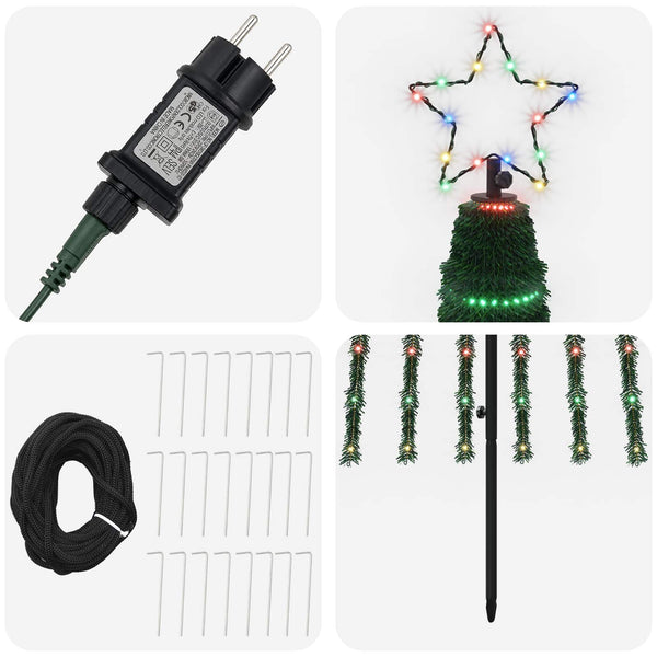 LED-joulupuu 300 cm 668 LEDiä Monivärinen Teräs Musta